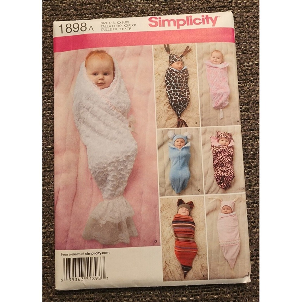 Simplicity Babies Costume Swaddling Sacks and Hats Pattern‎ #1898